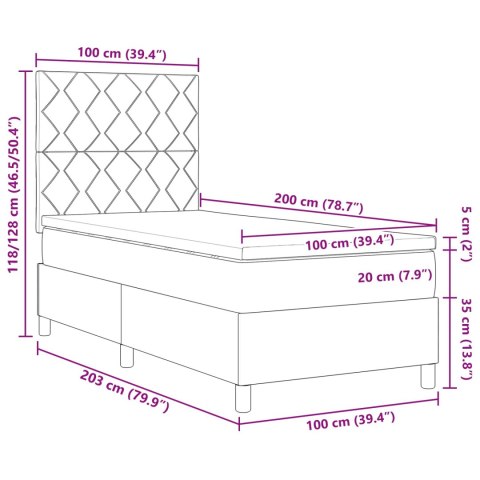 Łóżko sprężynowe z materacem Kremowy 100 x 200 cm tkanina