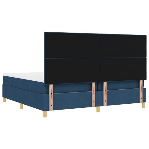 Łóżko sprężynowe z materacem Niebieski 200 x 200 cm tkanina