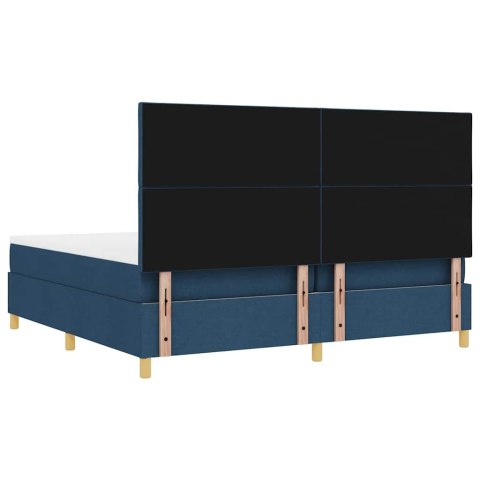 Łóżko sprężynowe z materacem Niebieski 200 x 200 cm tkanina