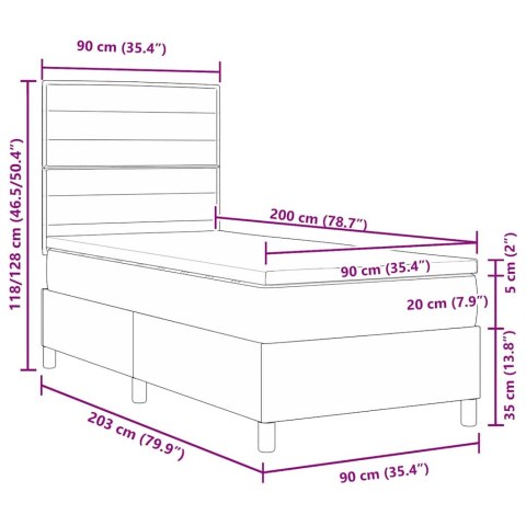 Łóżko sprężynowe z materacem Niebieski 90 x 200 cm tkanina