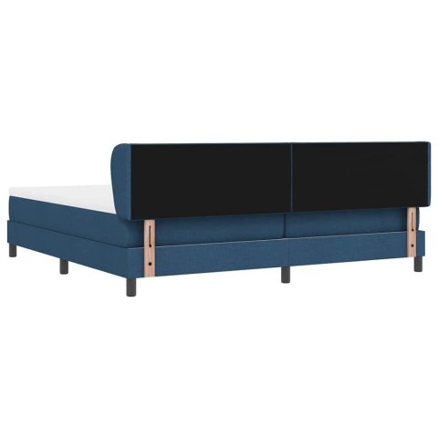 Łóżko sprężynowe z materacem Niebieski 200 x 200 cm tkanina