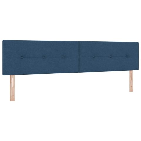Łóżko sprężynowe z materacem Niebieski 200 x 200 cm tkanina