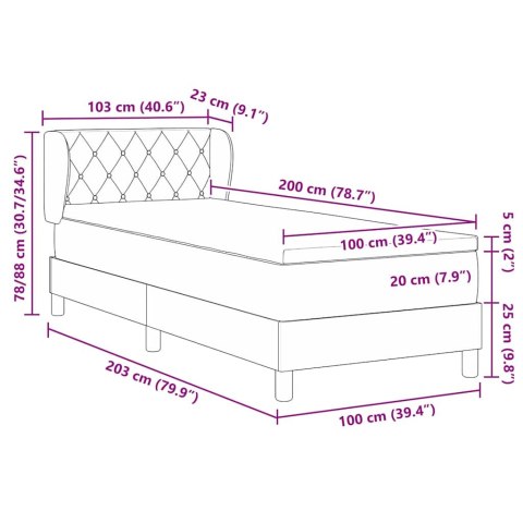 Łóżko sprężynowe z materacem Czarny 100 x 200 cm Aksamit