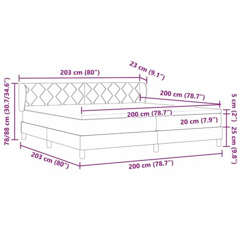 Łóżko sprężynowe z materacem Kremowy 200 x 200 cm tkanina