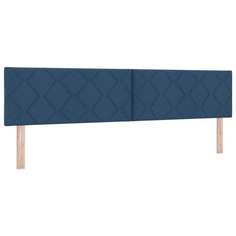 Łóżko sprężynowe z materacem Niebieski 200 x 200 cm tkanina