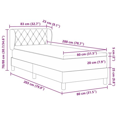 Łóżko sprężynowe z materacem granatowy 80 x 200 cm Aksamit