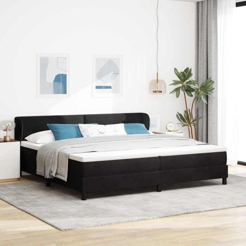 Łóżko sprężynowe z materacem Czarny 200 x 200 cm Aksamit