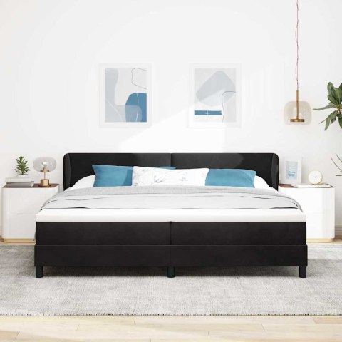 Łóżko sprężynowe z materacem Czarny 200 x 200 cm Aksamit