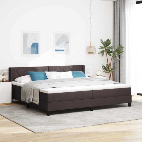 Łóżko sprężynowe z materacem Ciemny brąz 200 x 200 cm Poliester