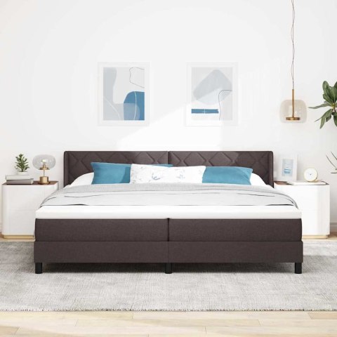 Łóżko sprężynowe z materacem Ciemny brąz 200 x 200 cm Poliester