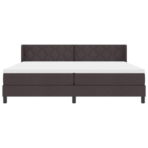 Łóżko sprężynowe z materacem Ciemny brąz 200 x 200 cm Poliester