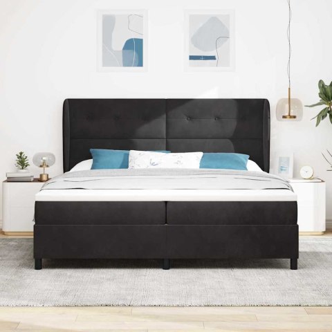 Łóżko sprężynowe z materacem Czarny 200 x 200 cm Poliester