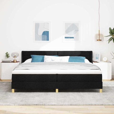 Łóżko sprężynowe z materacem Czarny 200 x 200 cm Poliester