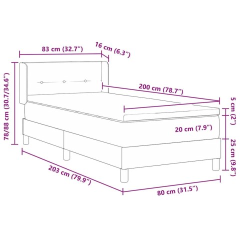 Łóżko sprężynowe z materacem Czarny 200 x 80 cm Poliester