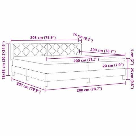 Łóżko sprężynowe z materacem Czarny 200 x 200 cm Poliester
