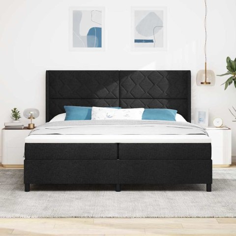 Łóżko sprężynowe z materacem Czarny 200 x 200 cm tkanina