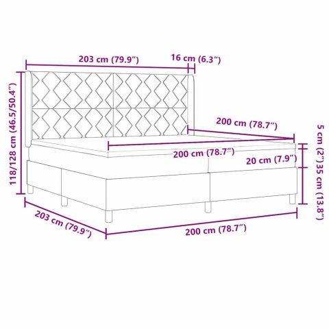 Łóżko sprężynowe z materacem Czarny 200 x 200 cm tkanina