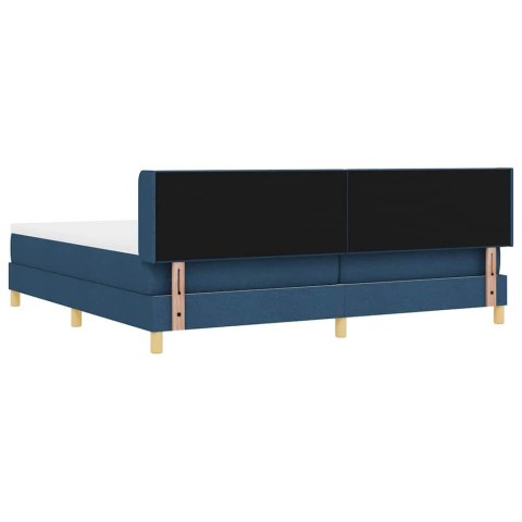 Łóżko sprężynowe z materacem Niebieski 200 x 200 cm tkanina