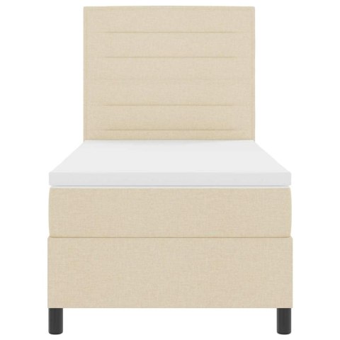 Łóżko sprężynowe z materacem z LED Kremowy 90 x 200 cm tkanina