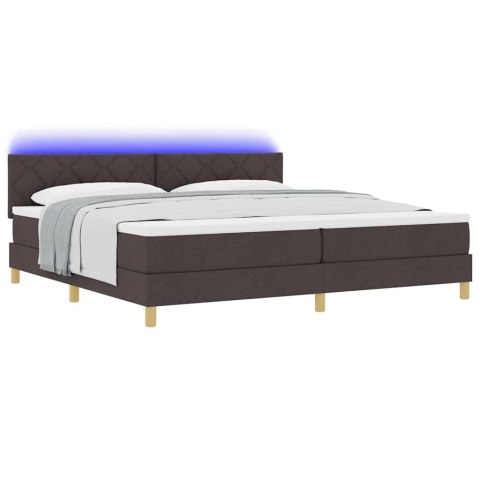 Łóżko z sprężyną LED z LED Ciemny brąz 200 x 200 cm tkanina