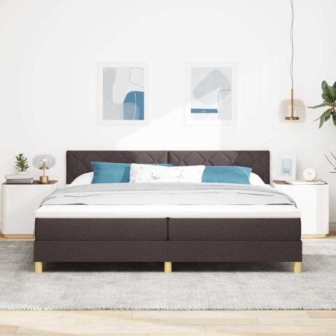Łóżko z sprężyną LED z LED Ciemny brąz 200 x 200 cm tkanina