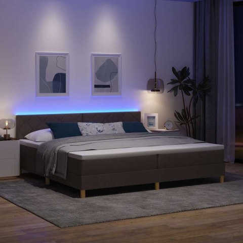 Łóżko z sprężyną LED z LED Ciemny brąz 200 x 200 cm tkanina