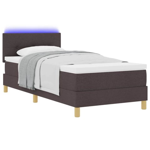 Łóżko z sprężyną LED z LED Ciemny brąz 90 x 190 cm tkanina