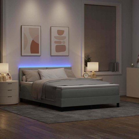 Łóżko z sprężyną LED z LED Jasnoszary 160 x 200 cm Aksamit