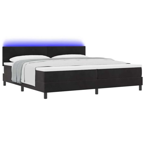Łóżko z sprężyną LED z materacem Czarny 200 x 200 cm Aksamit