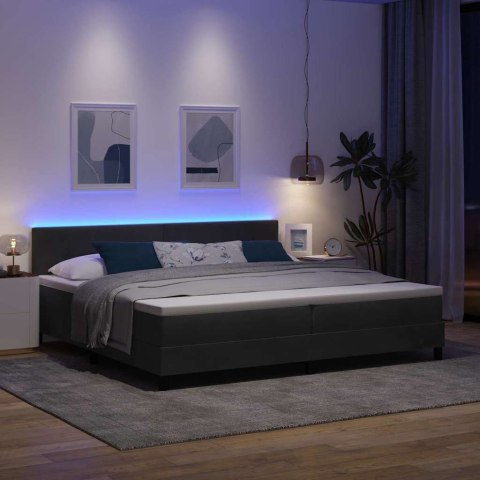 Łóżko z sprężyną LED z materacem Czarny 200 x 200 cm Aksamit