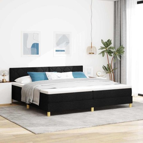 Łóżko z sprężyną LED z materacem Czarny 200 x 200 cm tkanina