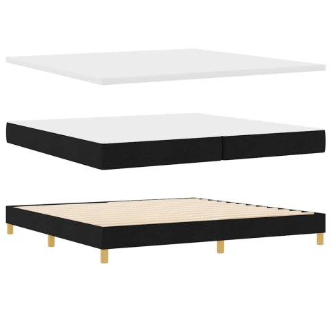 Łóżko z sprężyną LED z materacem Czarny 200 x 200 cm tkanina