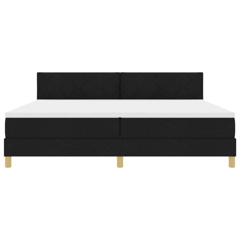 Łóżko z sprężyną LED z materacem Czarny 200 x 200 cm tkanina