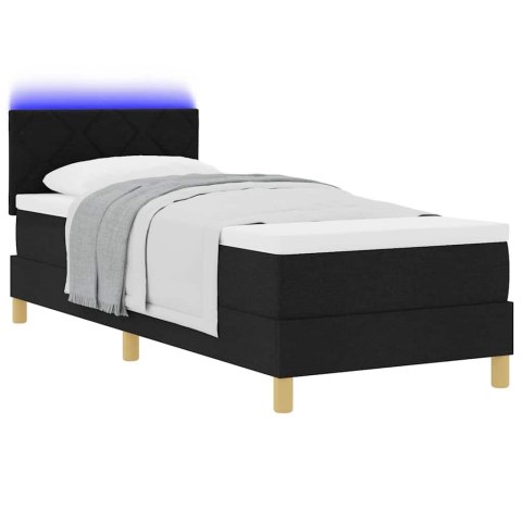 Łóżko z sprężyną LED z materacem Czarny 80 x 200 cm tkanina
