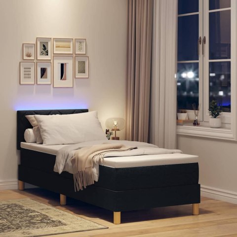 Łóżko z sprężyną LED z materacem Czarny 80 x 200 cm tkanina