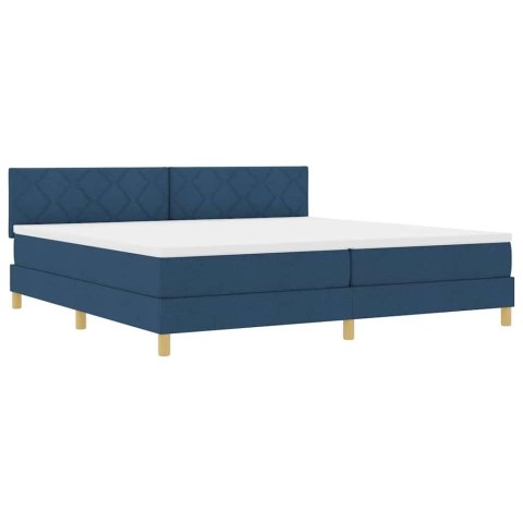 Łóżko z sprężyną LED z materacem Niebieski 200 x 200 cm tkanina
