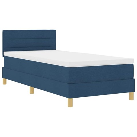 Łóżko z sprężyną LED z materacem Niebieski 90 x 190 cm tkanina