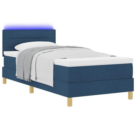Łóżko z sprężyną LED z materacem Niebieski 90 x 190 cm tkanina
