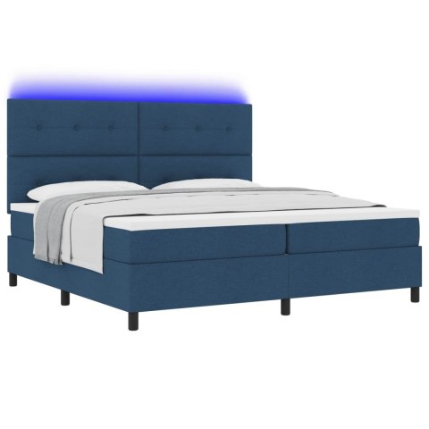 Łóżko sprężynowe z materacem Niebieski 200 x 200 cm tkanina