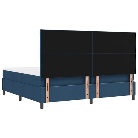 Łóżko sprężynowe z materacem Niebieski 200 x 200 cm tkanina