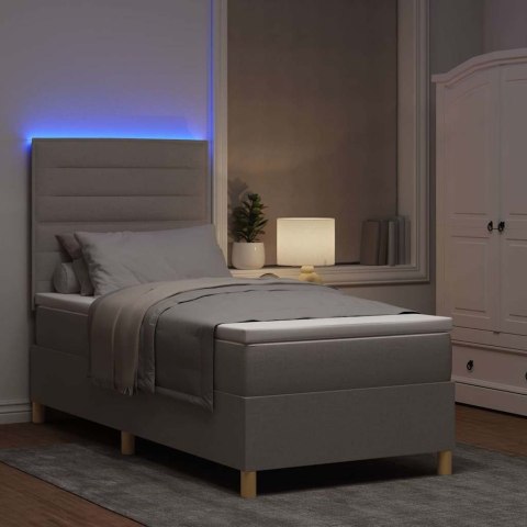 Łóżko z sprężyną LED Ciemnoszary 90 x 190 cm tkanina