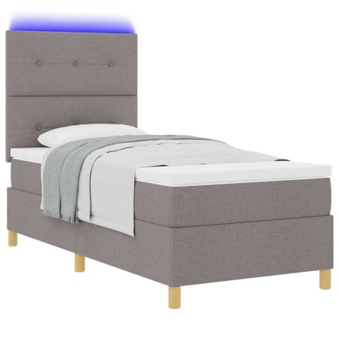 Łóżko z sprężyną LED Ciemnoszary 90 x 190 cm tkanina