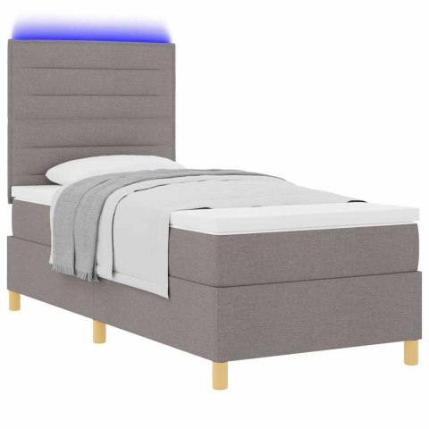 Łóżko z sprężyną LED Ciemnoszary 90 x 200 cm tkanina