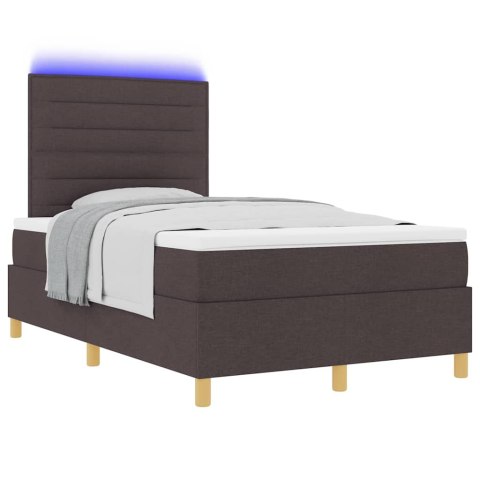 Łóżko z sprężyną LED Ciemny brąz 120 x 190 cm tkanina