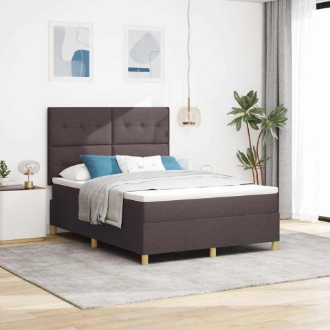 Łóżko z sprężyną LED Ciemny brąz 160 x 200 cm tkanina