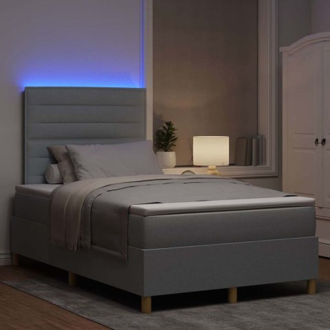 Łóżko z sprężyną LED Jasnoszary 120 x 190 cm tkanina