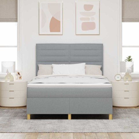 Łóżko z sprężyną LED Jasnoszary 160 x 200 cm tkanina