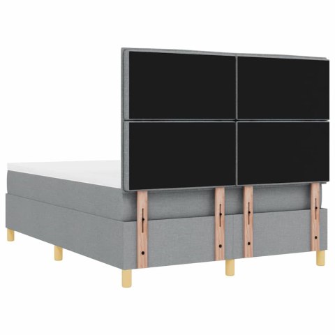 Łóżko z sprężyną LED Jasnoszary 160 x 200 cm tkanina