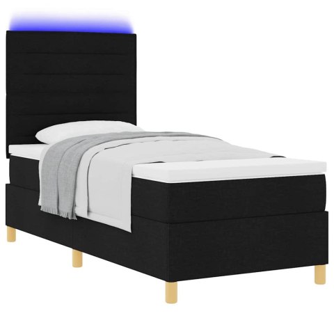 Łóżko z sprężyną LED z materacem Czarny 100 x 200 cm tkanina