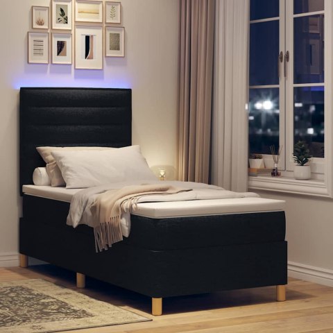 Łóżko z sprężyną LED z materacem Czarny 100 x 200 cm tkanina